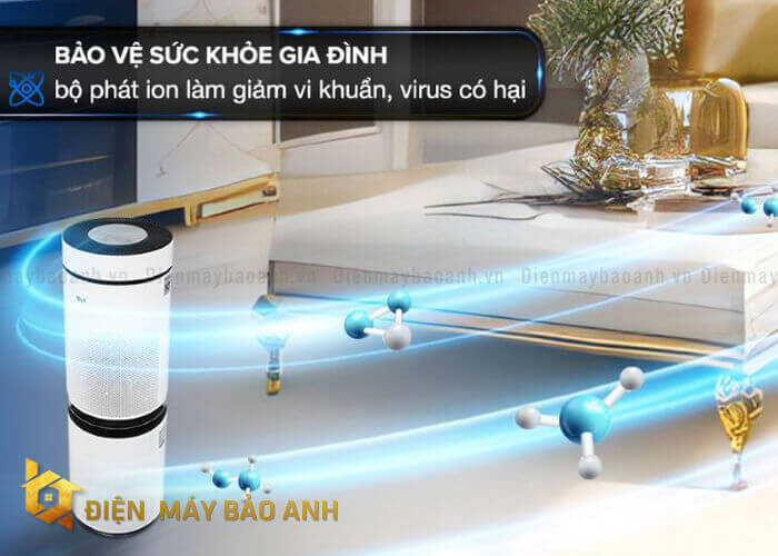 AS10GDWH0 trang bị bộ phát ion làm giảm vi khuẩn, virus có hại giúp bảo vệ sức khỏe gia đình