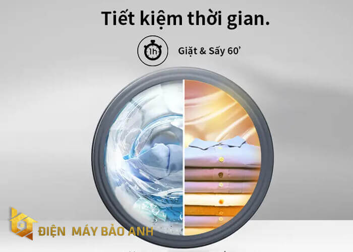Máy giặt sấy Hisense WD90N1Y tích hợp chương trình giặt sấy nhanh chỉ 60 phút